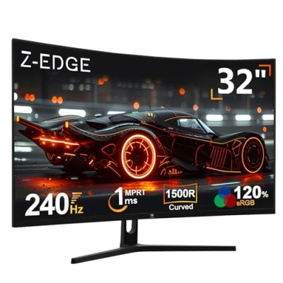 Image de Z Edge Ecran Pc Gamer Incurvé 32&#039;&#039; 240 Hz, 1ms, FreeSync, 1080P, Moniteur Gaming Lunette Ultra Fine, 1500R VA, Inclinaison Réglable, 2*HDMI2.0 &amp; 2*DP1.4, RGB Lumière Respiratoire (Câble HDMI Inclus)
