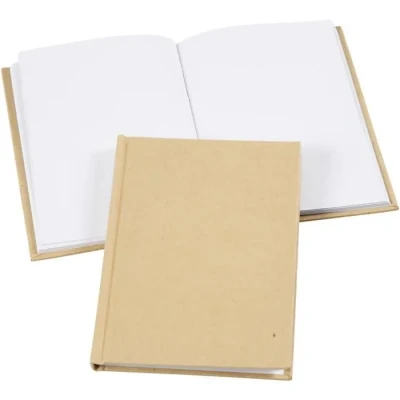 Image de Carnet de notes en portrait avec couverture papier naturel rugueux 60 pages (80g). Réf 26368