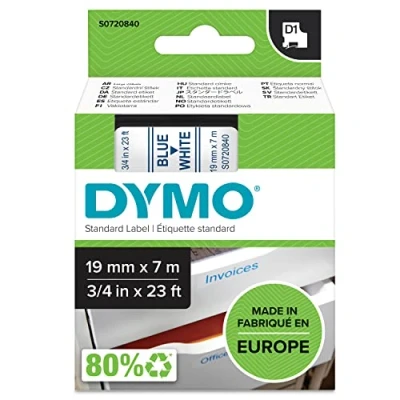 Image de DYMO Ruban d&#039;étiquettes D1 authentique Bleu sur blanc 19 mm x 7 m autocollant Pour étiqueteuse LabelManager