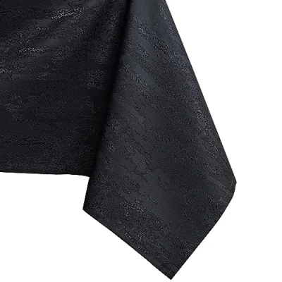 Image de AmeliaHome Nappe de Table Effet Lotus déperlant Polyester Noir Vesta 80x80 cm