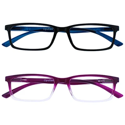 Image de OPULIZE See Lunettes Anti Lumière Bleue Pack de 2 Montures Étroites Charnières à Ressort Améliore le Sommeil Jeux Ordinateur Noir Violet Hommes Femmes BB9 15