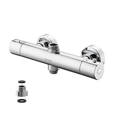 Image de GRIFEMA G17005, Robinet Thermostatique Universal, Double Sorties, Mitigeur Colonne de Douche Chromé, Argent, Exclusivité Amazon