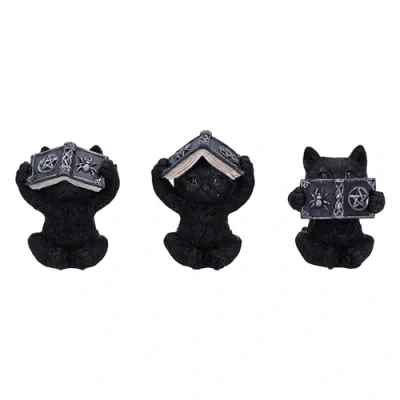 Image de Nemesis Now Trois Chats de la Sagesse 8,5 cm, en résine, Noir, Figurines Chatons Sagesse, Ensemble Trio occultes, Produit moulé dans résine Plus Fine,