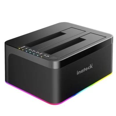 Image de Inateck RGB USB C Station d’Accueil, avec la Fonction de Clone Hors Ligne, pour HDDs et SSDs 2,5 3,5 Pouces, UASP Soutenu