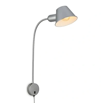 Image de BRILONER lampe de lit flexible, réglable, interrupteur à bascule, 1x E27 douille max. 10 Watt, câble inclus, chrome mat, 55 cm