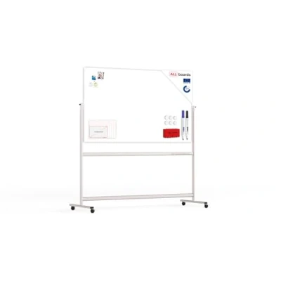 Image de ALLboards Tableau Blanc Mobile Double Face Magnétique Effaçable à Sec avec Cadre en Aluminium 170x100cm, Rotatif Whiteboard