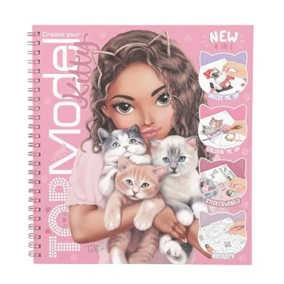 Image de Idena Depesche 13038 TOPModel Create Your Kitty Livre de coloriage avec 47 Pages pour créer des Motifs Chats, y Compris 5 Feuilles d&#039;autocollants, Multicolore