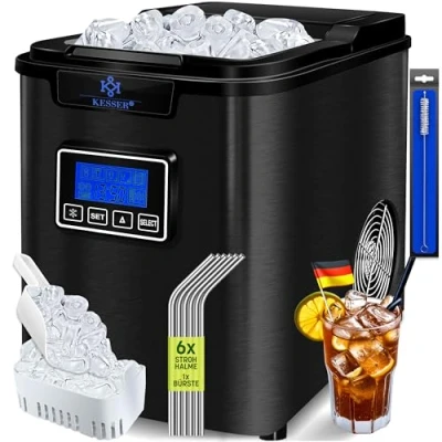 Image de KESSER® Machine à glaçons Acier Inoxydable Glace 150 W 12 kg 24 h 3 Tailles de Préparation en 6 Min Réservoir d&#039;eau 2,2 litres
