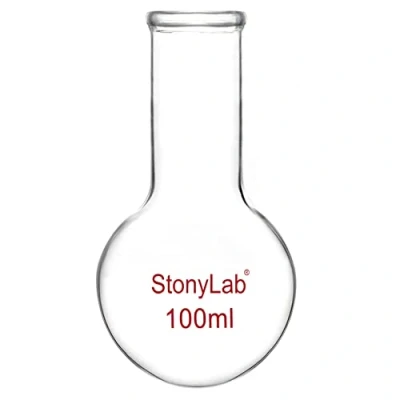 Image de stonylab Ballon Fond Rond, de Distillation à Rond en Verre Borosilicate RBF Col Long, Round Bottom Flask Laboratoire 100ml