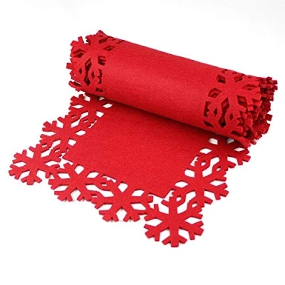 Image de Christmas Concepts® Chemin de Table en Feutre Rouge Luxe 2M avec Motif Flocon Neige Vaisselle Noël Accessoires Salle à Manger
