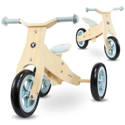 Image de HyperMotion Tricycle en Bois pour Un Enfant à partir de 18 Mois, vélo 2 1, Percy, Tout Petit, garçon et Fille Ans, siège réglable, Bleu
