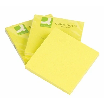 Image de Q Connect 17800 Bloc Notes Quick Néon 75 x 75mm Papier Jaune