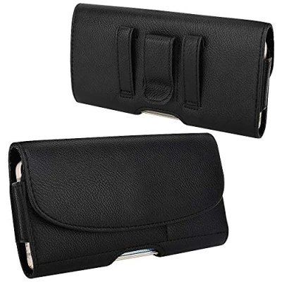 Image de MoKo 6.5 Pouces Étui de Ceinture Compatible avec iPhone 14/14 Pro, SE 3 2022, 13 mini/13/13 12 Mini/12/12 Galaxy S10e/S10/S10 PLUS, Oneplus/Google, Pochette en PU Noir