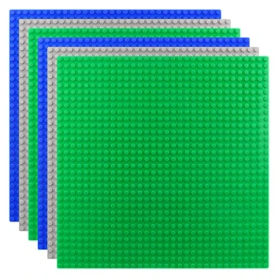Image de KEWUZY Lot de 6 Plaques Base Compatible avec Toutes Marques, 25.5x25.5cm Classiques Blocs, Plaque Classic 32x32 Goujons Verte, Bleu, Gris