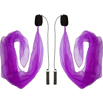 Image de Diabolo Freizeitsport Paire de Poi Lumineux UV Violet 60 cm Ailes d&#039;ange Spiral Pois Soft Sac Transport inclu Idéal pour débutants et Professionnels