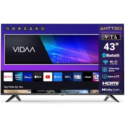 Image de Antteq Vita Smart TV 43 Pouces(108cm Bluetooth,Vidaa OS Télévision avec Appli Mobile,APP Store,Share to TV,Netflix/DAZN/WiFi,HDMI,V43 AF3Q1 BT,2025