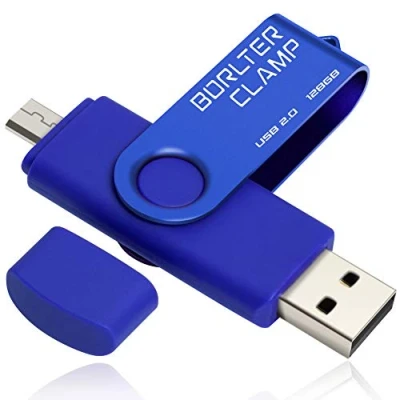 Image de Clé USB 128 Go, 2 en 1 OTG Mémoire Stick, Pivotant U Disque avec Port Micro pour Smartphone Android, Tablette et Ordinateur (Bleu)