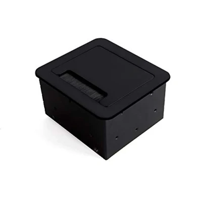 Image de Emuca bloc multiprise escamotable pour encastrer au bureau, plan de travail (prise EU type F, USB et HDMI), 145x130mm, noir