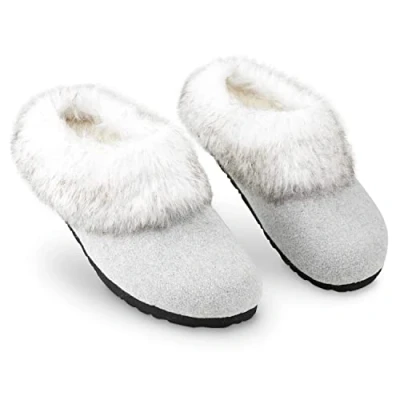Image de DUNLOP Pantoufles Femme Chaussons Fourrure Semelles Antidérapantes (39, Gris, numeric_39)
