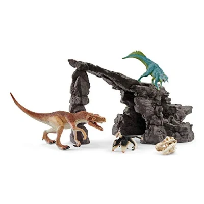 Image de Schleich Dinosaur Set with Cave Variété Figurine, 41461n, Multicolore