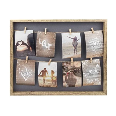 Image de accent by nielsen Cadre photo Collage corde à linge avec clips, 8 photos 10x15 cm, nature