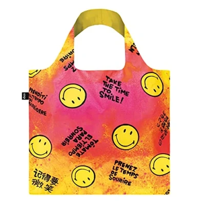 Image de LOQI Museum Smiley Sac de courses réutilisable Time to Smile Collectors Edition Taille unique Jaune, Jaune., unique, Contemporain