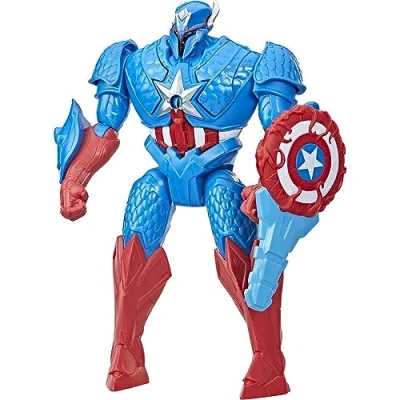 Image de Marvel Hasbro Avengers Mech Strike Monster Hunters Hunter Suit Captain America Toy, Figurine de Luxe à l&#039;échelle 20 cm, partir 4 Ans, Multicolore, F5072