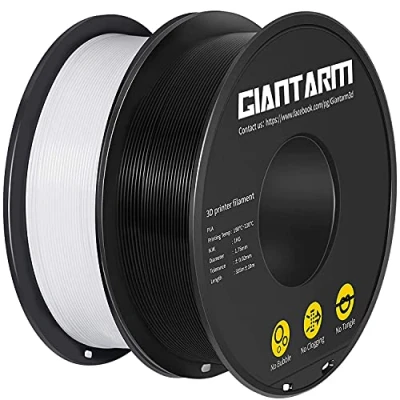 Image de Blanc Noir PLA Filament 1.75mm, GIANTARM Imprimante 3D 2kg Bobine