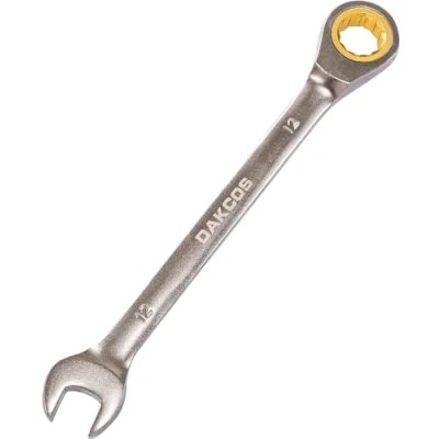Image de DAKCOS Clé Plate à Cliquet Mixte 12mm 72 Dents Combinée Polygonale Fourche en chrome gris mat