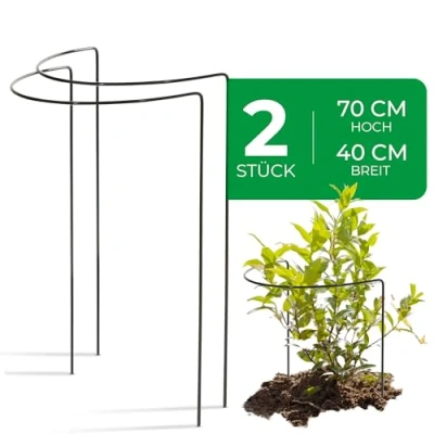 Image de Novatool Lot de 2 tuteurs d&#039;arbustes semi circulaires en métal 40 cm diamètre 70 haut Vert