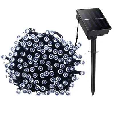 Image de Lamker 20M 200LED Guirlandes Lumineuses Solaires 8 Modes Étanche Blanc Lumière Guirlande Lumineuse Extérieur Décoration pour Jardin Terrasse Balcon Fenêtre Clôture Arbre Noël Mariage Fairy Lights