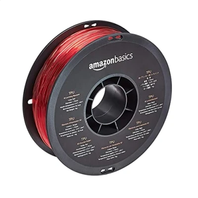 Image de Amazon Basics Filament TPU pour imprimante 3D, 1.75 mm, Rouge, Bobine de 1 kg