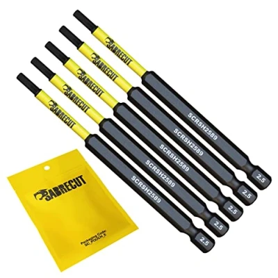 Image de 5 x SabreCut SCRH2589_5 Jeu d&#039;embouts de tournevis à percussion magnétique hexagonaux 89 mm H2,5 extrémité unique robuste compatible avec Dewalt Milwaukee Bosch Makita et autres