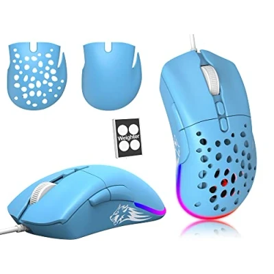 Image de ZIYOU LANG G Pro Souris D19 Mouse de Jeu Filaire pour Ordinateur Portable, Backlight programmable 7 Boutons, Bleu, 12 000 dpi réglables, Windows Mac/MacBook Pro/PC