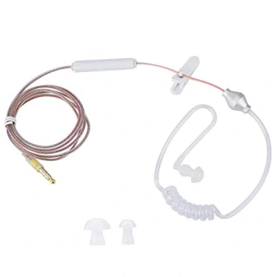 Image de Écouteurs intra auriculaires filaires Écouteur de sécurité à tube d&#039;air avec micro pour IOS/pour Android, protection contre les radiations d&#039;écouteur unique durable(oreille simple transparente)