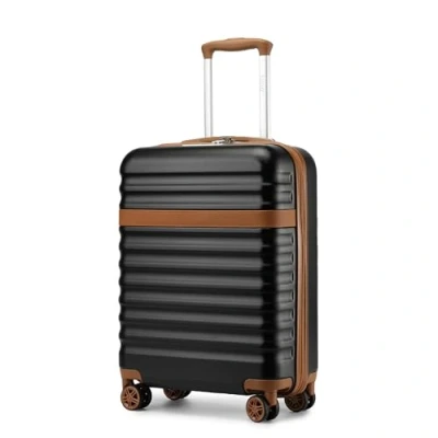 Image de Kono Valise Cabine Rigide et Léger en ABS+PC avec Serrure TSA Roues silencieuses à 360(Noir/Marron,M)