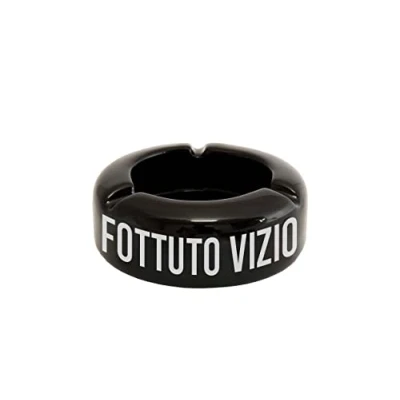 Image de Fisura Cendrier de table en céramique couleur noir. original avec phrase &quot;F*ttuto Vizio&quot; design. Dimensions : 10 x 4 centimètres.