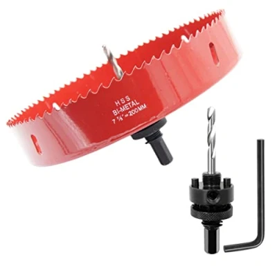 Image de Scie cloche 200mm, LAIWEI A2 mèche à arbre pour usage intensif, foret 4341,outil de perçage percer des trous dans différents types bois, aluminium, PVC, etc.