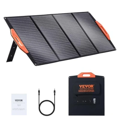 Image de VEVOR Panneau Solaire Portable 120 W Chargeur Pliable Monocristallin ETFE Efficacité de Conversion 23% avec Type C, 18 V CC, Port USB QC3.0, Étanche IP67 pour Maison, Randonnée, Camping car
