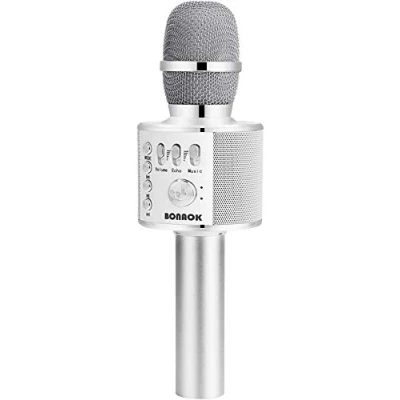 Image de Microphone Sans Fil Karaoké, BONAOK Bluetooth Lecteur Enregistreur Mini Karaoké Enfant Fête Familial pour Appareil Intelligent Android/iOS