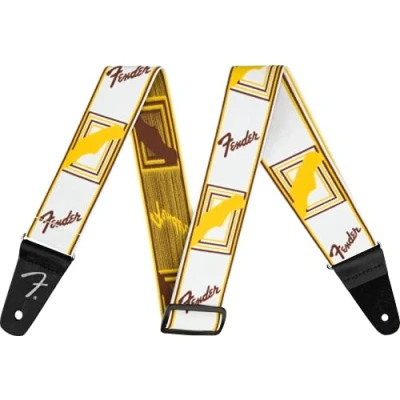 Image de Fender©&quot;Weighless™&quot; Monogram Sangle pour Guitare et Basse 5cm de large Blanc/Jaune/Brun