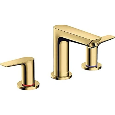 Image de hansgrohe Talis E Mélangeur de lavabo 150, 3 trous, avec tirette et vidage, aspect doré poli, 71733990