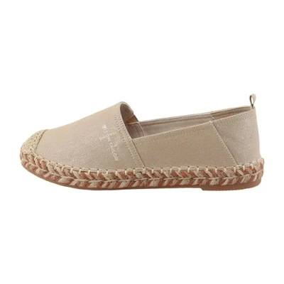 Image de TOM Tailor Licence Flache IN Glanzoptik Espadrilles, Femme, Taille: 40, Gold Polyester