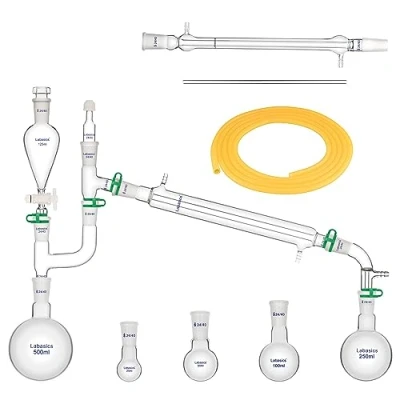 Image de Labasics Laboratoire Distillation Kit pour Essence Huile Extraction, 500 ml 20 Paquet Borosilicate Verre Instruments 24/40 Vapeur Set