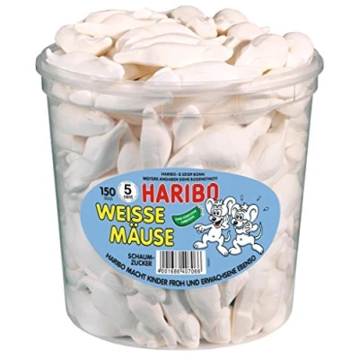 Image de Haribo Weisse souris Dose, 2 pack (2 x 1050g)