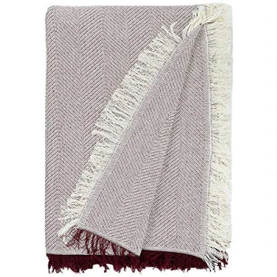 Image de Martina Home Plaid Multifonction à Chevrons 80% Coton, 20% Polyester, écru/Grenat, 300 x 260 cm