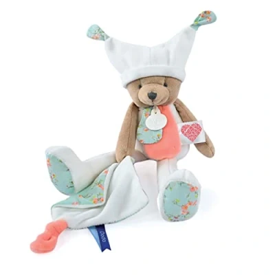 Image de Doudou et Compagnie Souris 3 en 1 :Doudou Boule, Cocon Balle d&#039;Eveil 35cm Blanc Collection Les Petits Futés Mignon Très Doux Idée Cadeau de Naissance pour Bébé DC4060