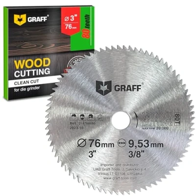 Image de Lame de scie circulaire en acier au carbone 7,6 cm pour bois, contreplaqué, stratifié, cloison sèche, plastique Disque coupe du bois 80T avec tige 3/8&quot; GRAFF