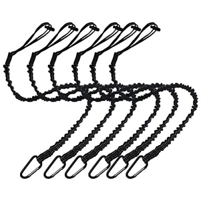 Image de Raweao Cordon de Sécurité pour Travaux en Hauteur, Laisse à Outil Rétractable, Lanière avec Mousqueton, Limite Poids Maximum 6.8KG/15lb Longe Sécurité, 6pièces