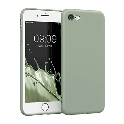 Image de kwmobile Housse Compatible avec Apple iPhone SE (2022) / (2020) 8 7 Coque de téléphone en TPU Protection Appareil Photo Vert Gris